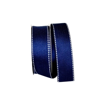 RELIANT RIBBON 10.5 in. 20 Yards Saddle Stitch Woven Ribbon, Navy 25756-055-09H